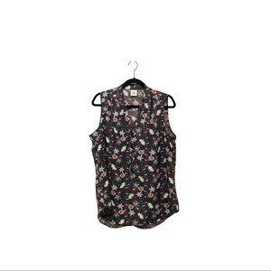 CAbi Floral Plaza Grey Sleeveless Button Top